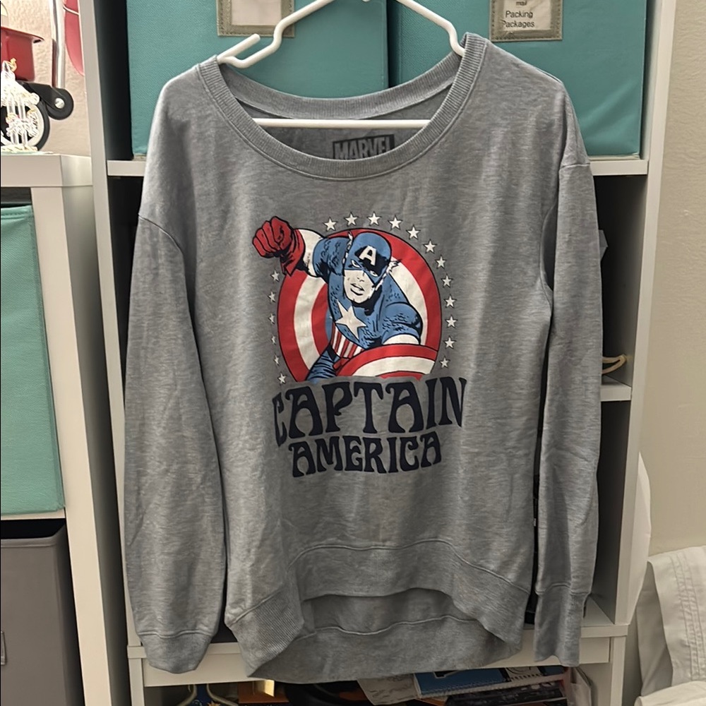 Marvel Captain America Blue and Red Graphic Sweatshirt